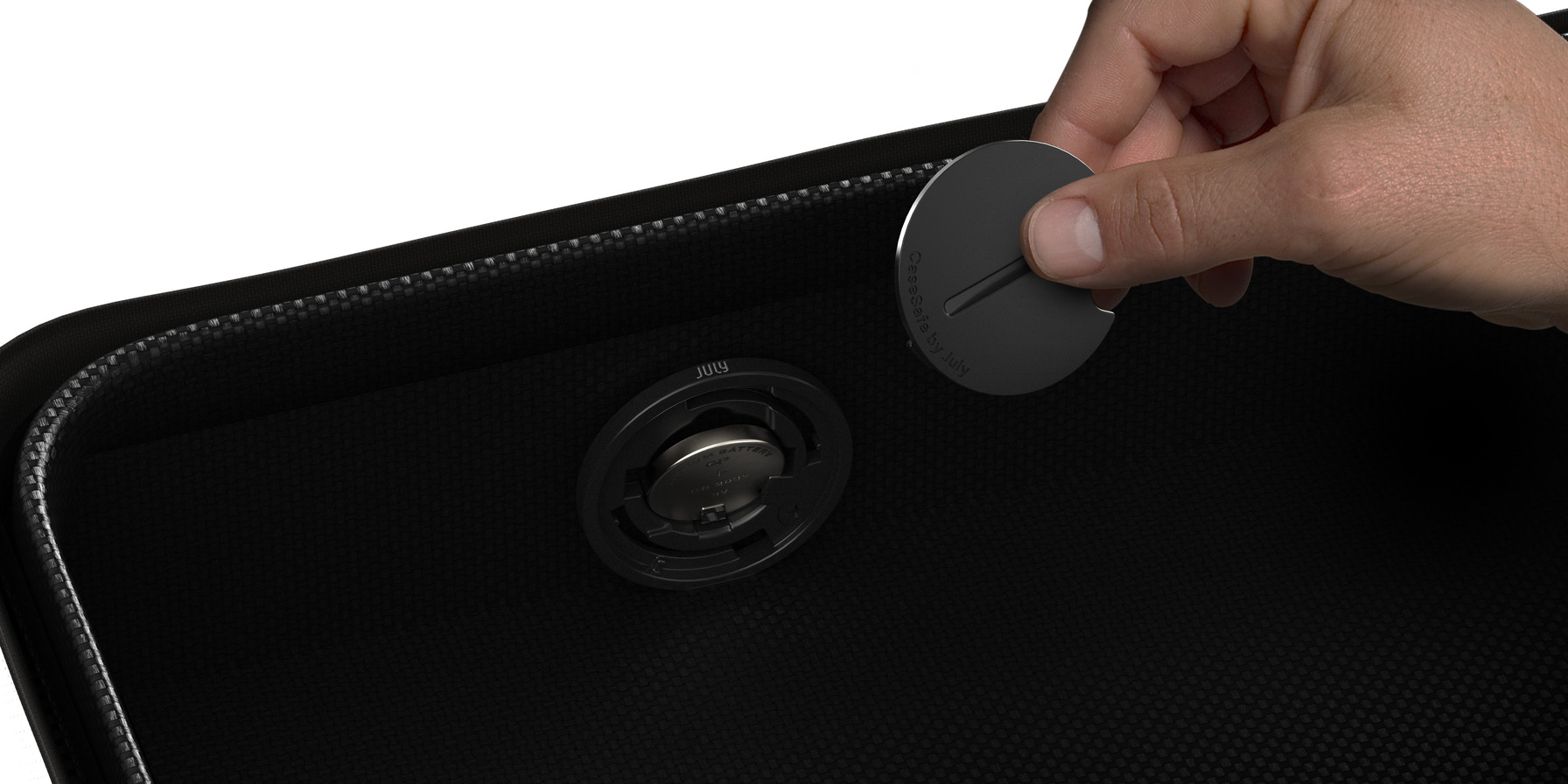 Hand seating the CaseSafe™ module into a luggage interior